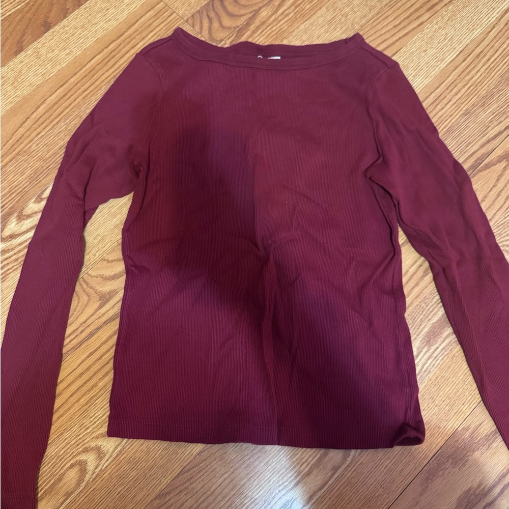 Women's Burgundy Long Sleeve Top